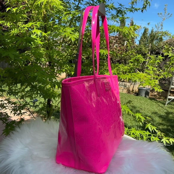 Kate Spade New York Neon Pink Tote Shoulder Hand Bag Patent Leather - Picture 3 of 11